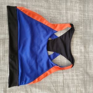 Avia medium sports bra blue black and red/orangish